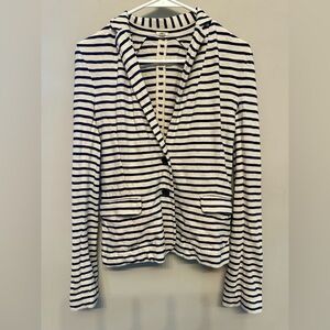 J. Crew Navy and Cream Striped Knit Blazer XS